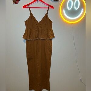 NWT Very J Brown/Orange Corduroy Overalls Jumpsuit size medium